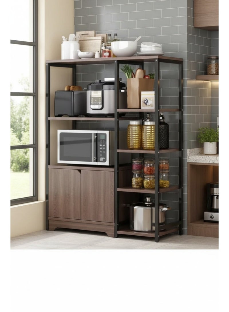 وحدات أرفف المطبخ حامل توابل المطبخ مع خزانة تخزين ، أسود - Image 1